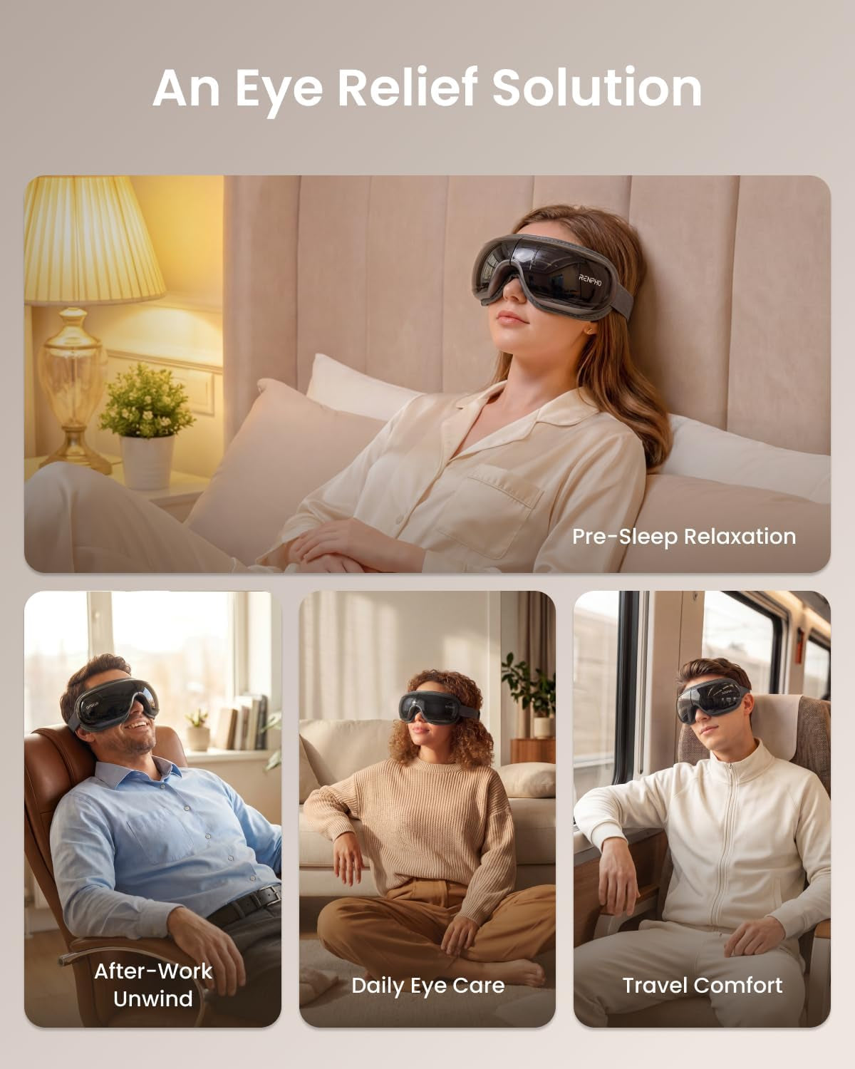 RENPHO Eye Massager with Heat and Cooling Voice Control, Birthday Gifts for Women Men, FSA Eligible HSA, Massaging Eye Mask for Dry Eyes Head Tension and Stress Relief - Eyeris 3
