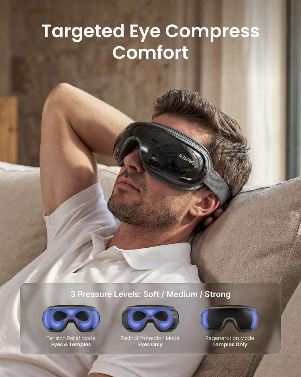 RENPHO Eye Massager with Heat and Cooling Voice Control, Birthday Gifts for Women Men, FSA Eligible HSA, Massaging Eye Mask for Dry Eyes Head Tension and Stress Relief - Eyeris 3