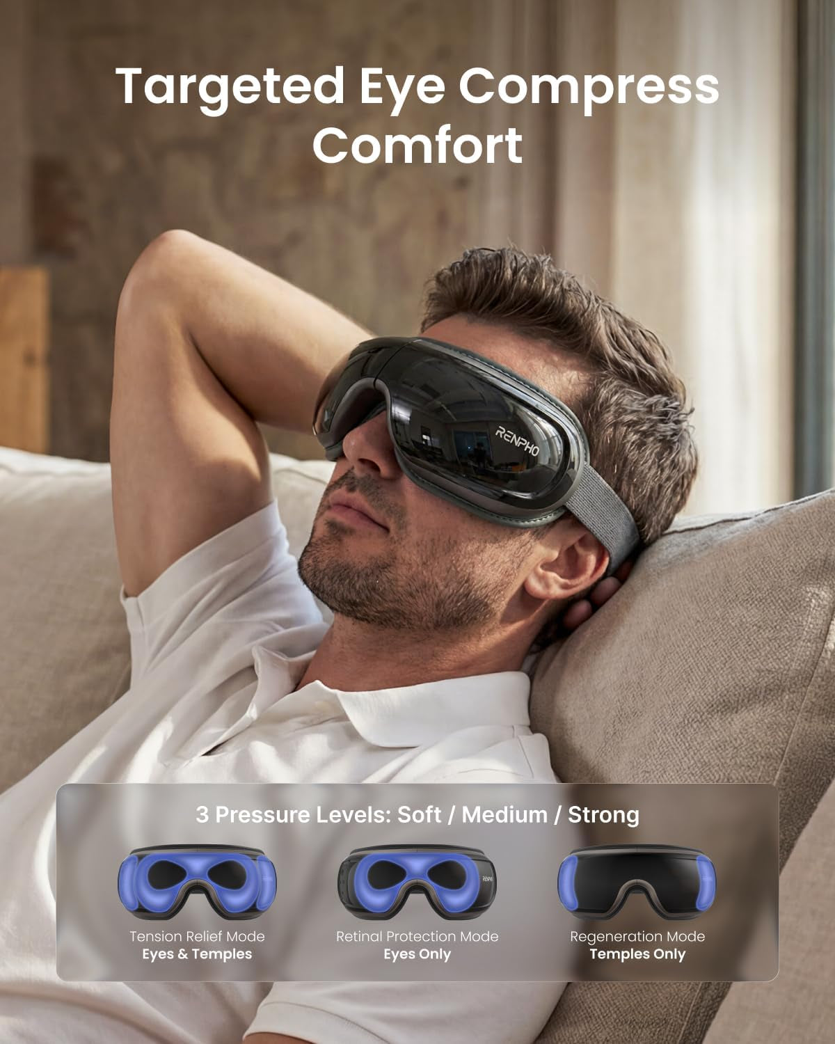 RENPHO Eye Massager with Heat and Cooling Voice Control, Birthday Gifts for Women Men, FSA Eligible HSA, Massaging Eye Mask for Dry Eyes Head Tension and Stress Relief - Eyeris 3