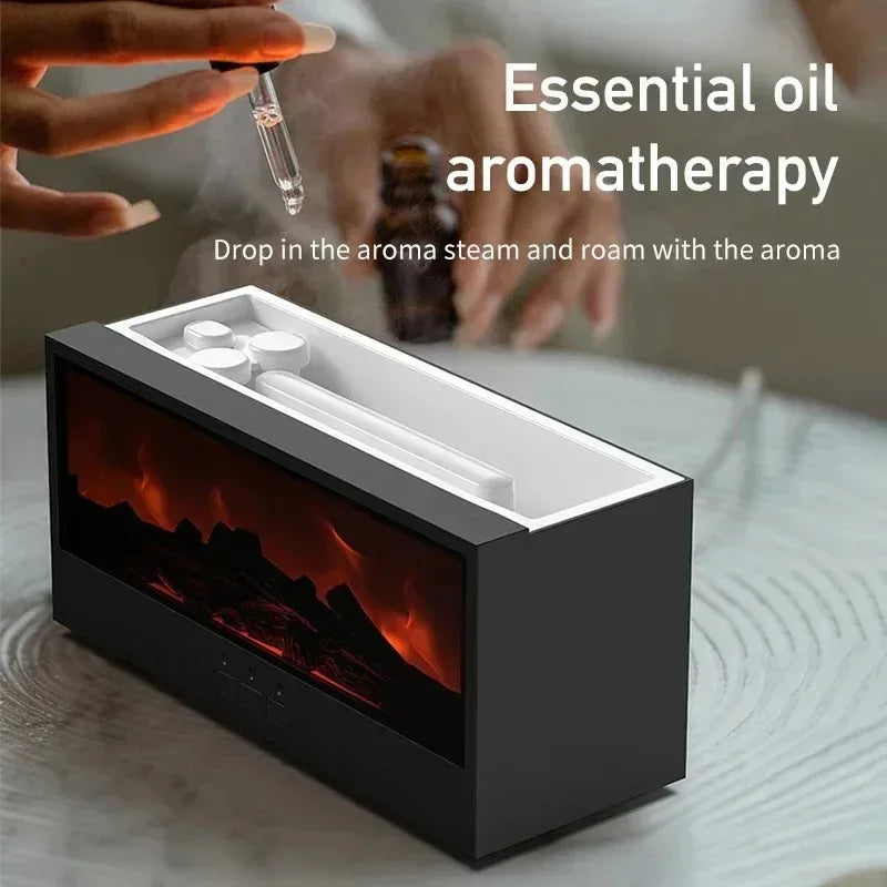 Simulated 3D Flame Aromatherapy Diffuser and Humidifier with Color Atmosphere Lighting and Remote Control - Ideal Holiday Gift