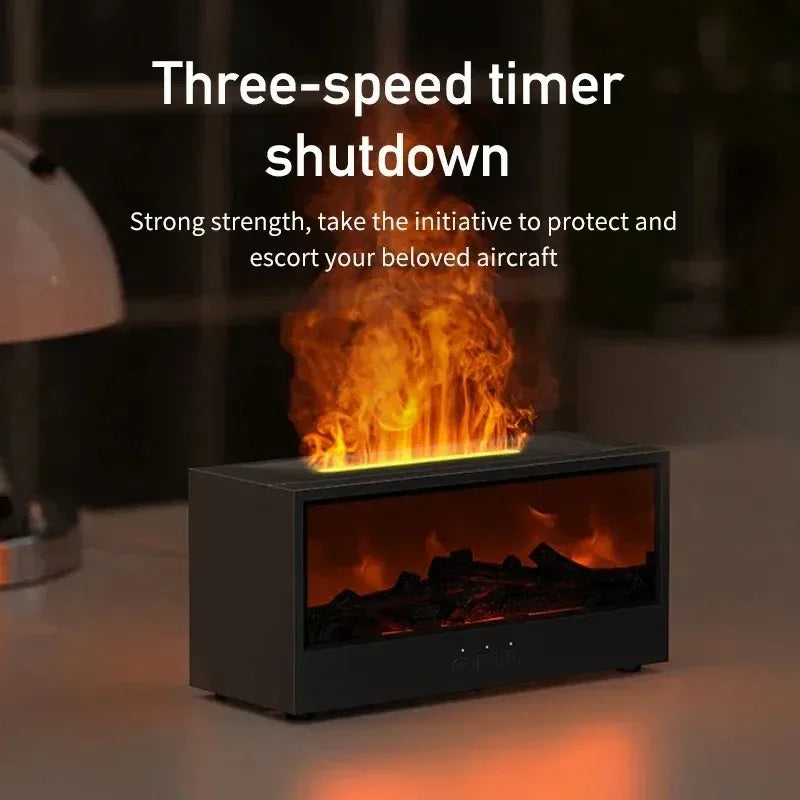 Simulated 3D Flame Aromatherapy Diffuser and Humidifier with Color Atmosphere Lighting and Remote Control - Ideal Holiday Gift