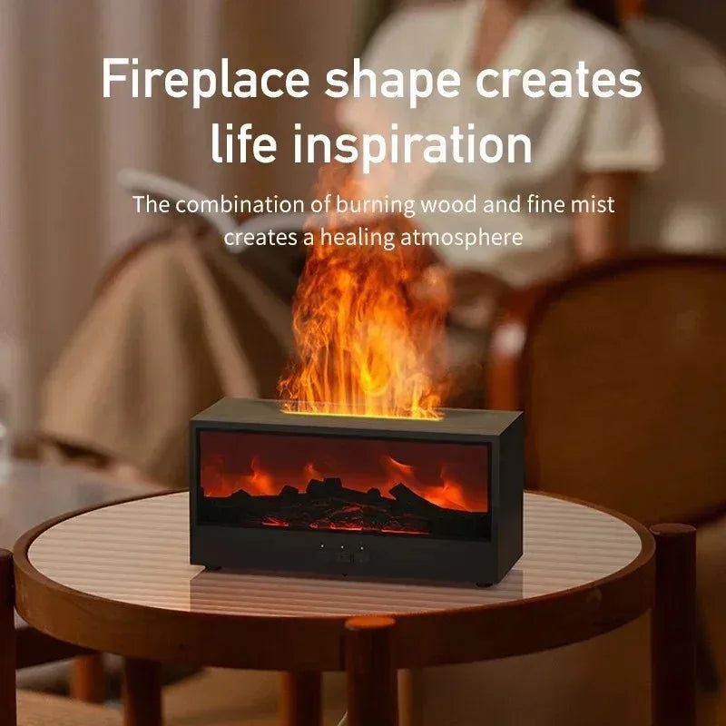 Simulated 3D Flame Aromatherapy Diffuser and Humidifier with Color Atmosphere Lighting and Remote Control - Ideal Holiday Gift