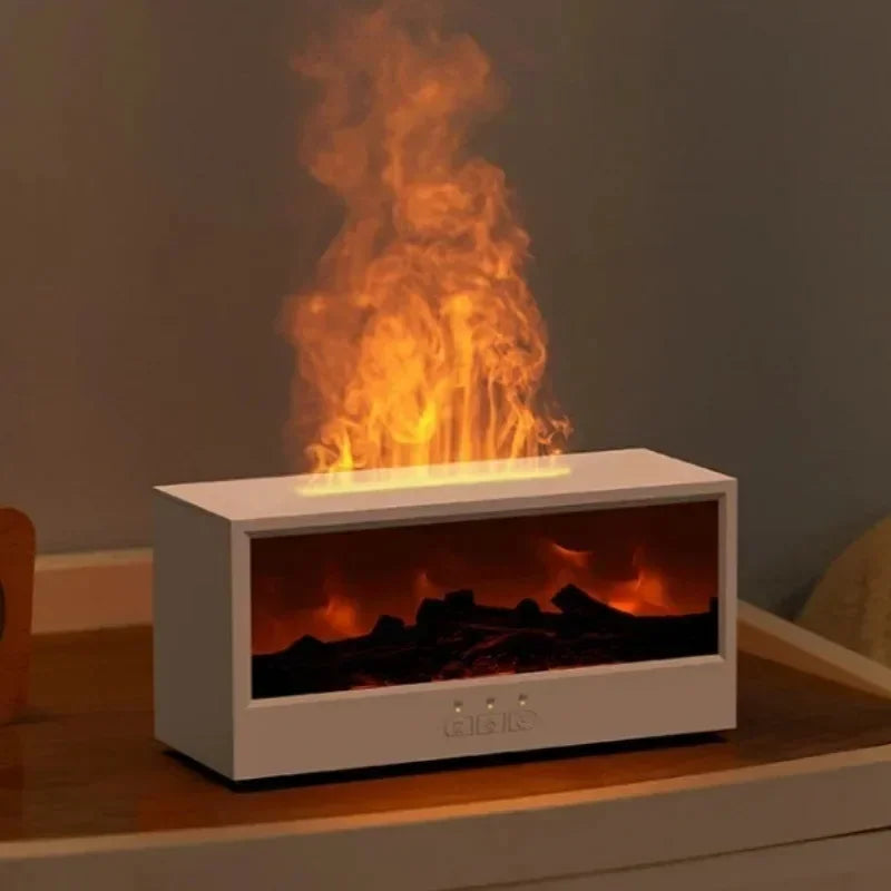 Simulated 3D Flame Aromatherapy Diffuser and Humidifier with Color Atmosphere Lighting and Remote Control - Ideal Holiday Gift