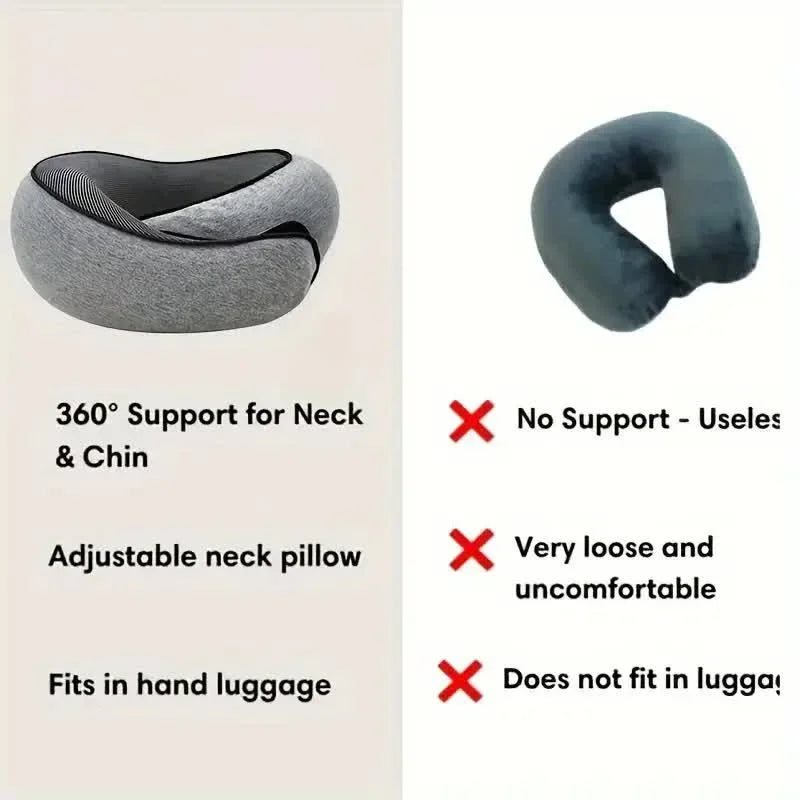Portable Adjustable Memory Foam U-Shaped Travel Neck Pillow for Optimal Support and Comfort