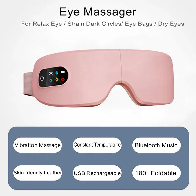 4D Smart Eye Massager with Airbag Vibration, Hot Compress, and Bluetooth Technology for Fatigue Relief and Anti-Wrinkle Care