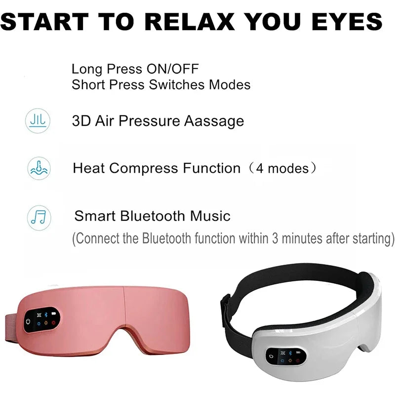 4D Smart Eye Massager with Airbag Vibration, Hot Compress, and Bluetooth Technology for Fatigue Relief and Anti-Wrinkle Care