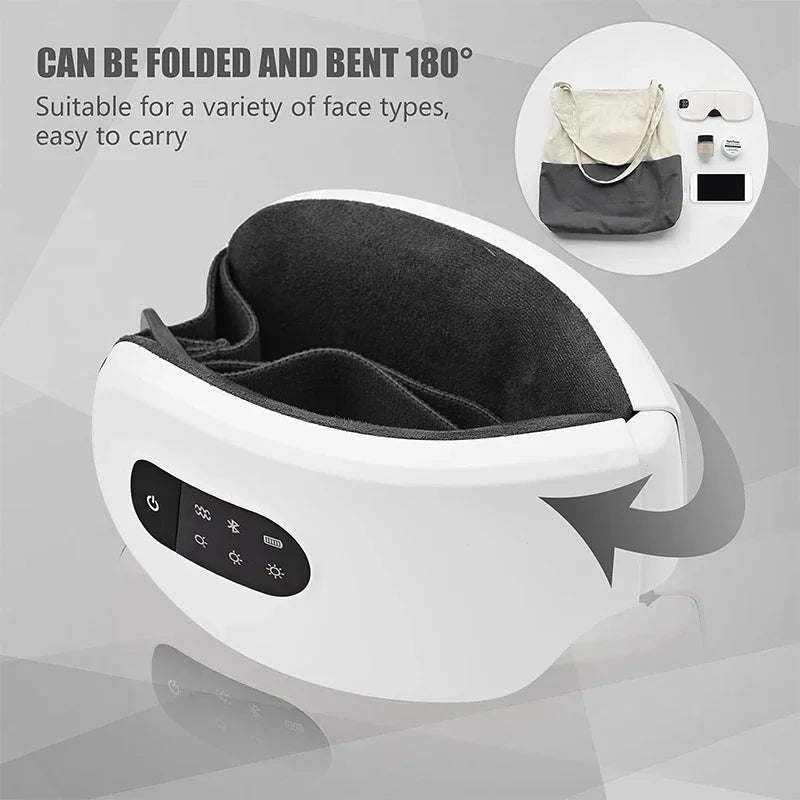 4D Smart Eye Massager with Airbag Vibration, Hot Compress, and Bluetooth Technology for Fatigue Relief and Anti-Wrinkle Care