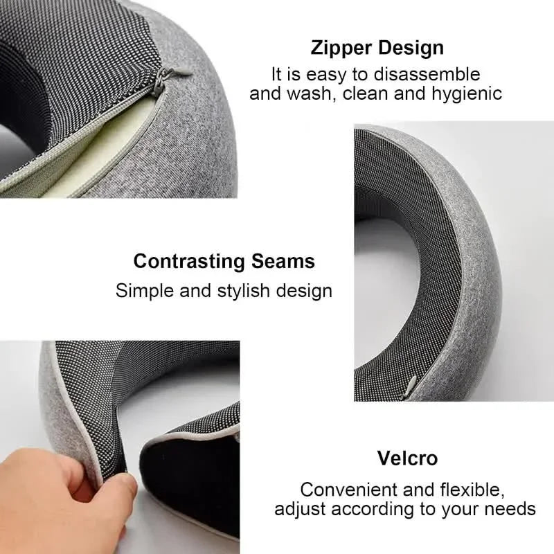 Portable Adjustable Memory Foam U-Shaped Travel Neck Pillow for Optimal Support and Comfort