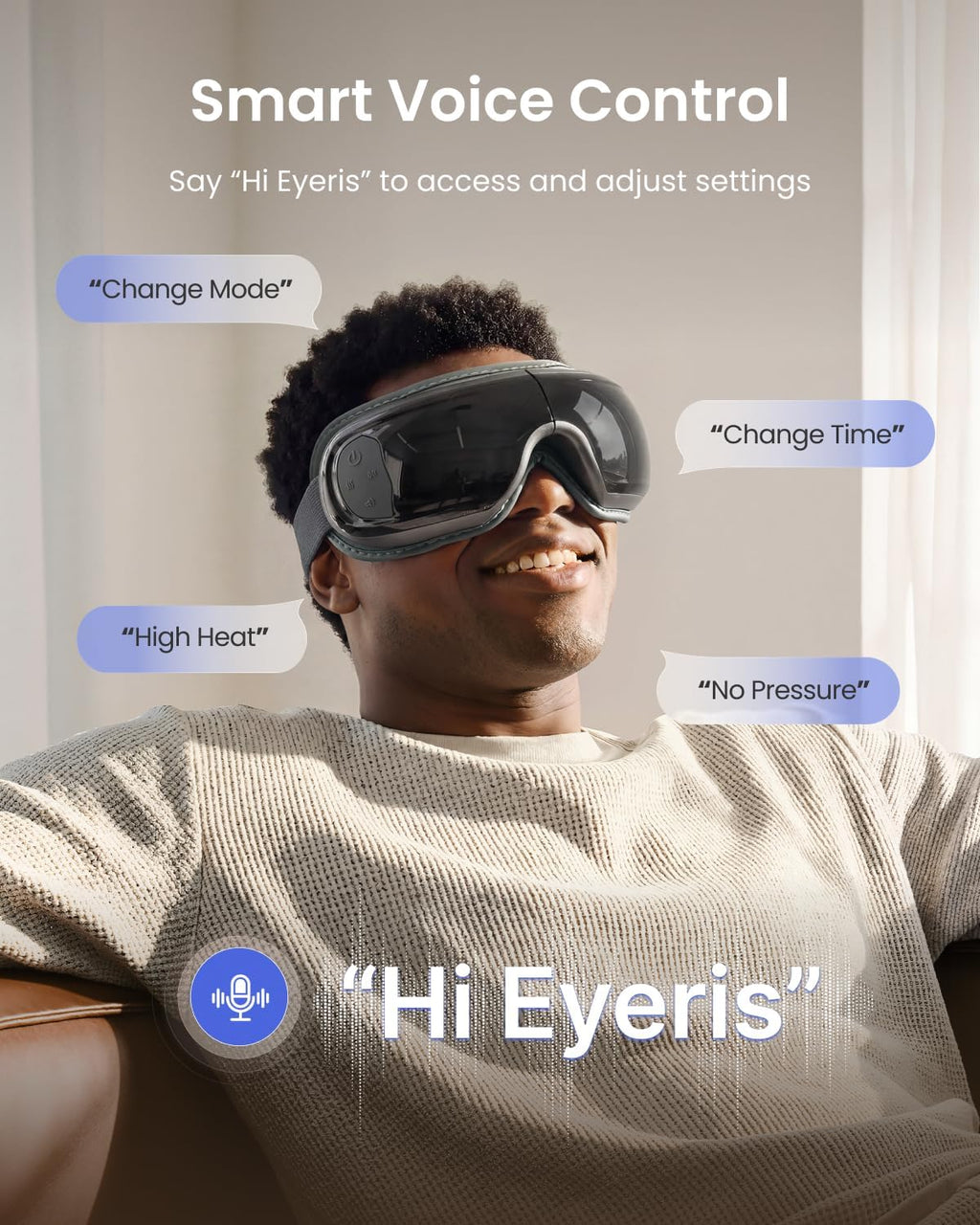 RENPHO Eye Massager with Heat and Cooling Voice Control, Birthday Gifts for Women Men, FSA Eligible HSA, Massaging Eye Mask for Dry Eyes Head Tension and Stress Relief - Eyeris 3